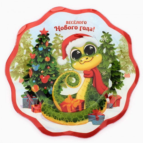 Тарелка стеклянная новогодняя «Веселого Нового года!», Микки Маус, 23 см Disney
