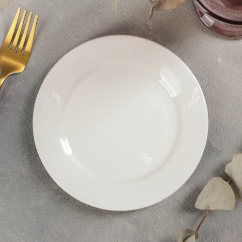 Тарелка фарфоровая пирожковая с утолщённым краем White Label, d=15 см, цвет белый Доляна