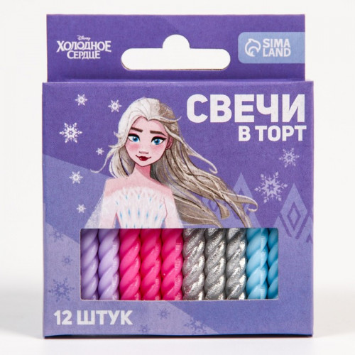 Свечи для торта «С Днем Рождения», набор 12 штук, Холодное сердце Disney