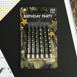 Свечи для торта Birthday party, 6 шт., 9×0.8 см
