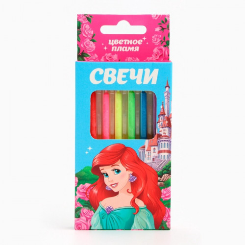 Свечи для торта, 6 штук, с цветным пламенем, Принцессы Disney