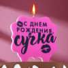 Свеча для торта «С днем рождения, сучка», 8 см, розовая Страна Карнавалия