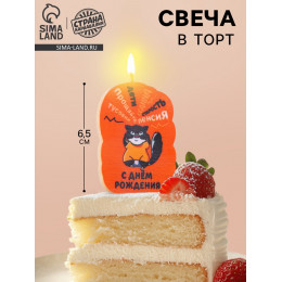 Свеча для торта «С днем рождения», 6.5 см, коричневая