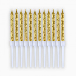 Свечи для торта, золото, 12 шт., 11 х 0,5 см