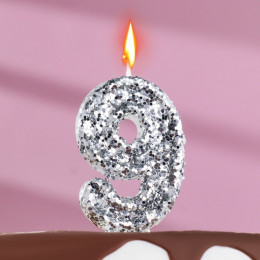 Свеча в торт «Блестки», цифра 