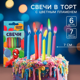 Свечи для торта 6 штук, с цветным пламенем, Человек-Паук