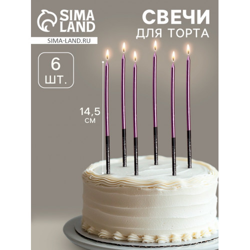 Свечи в торт «Праздник», 6 шт., 14.5 см, фиолетовый с чёрным Страна Карнавалия