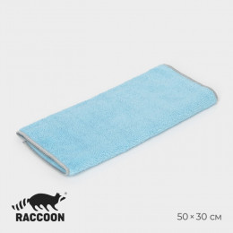 Тряпка для пола Raccoon, 250 г/м², 50×30 см, микрофибра, с оверлоком, 1 шт, цвет голубой