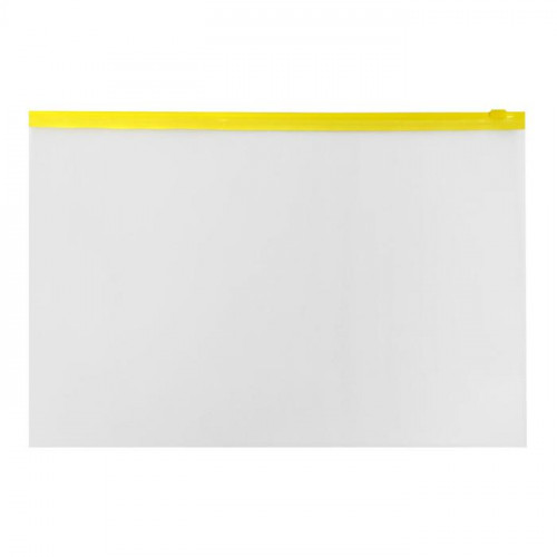 Папка-конверт на ZIP-молнии A4, 150 мкм, Calligrata, прозрачная, жёлтая молния Calligrata