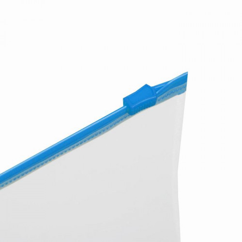 Папка-конверт на ZIP-молнии A4, 150 мкм, Calligrata, прозрачная, синяя молния Calligrata