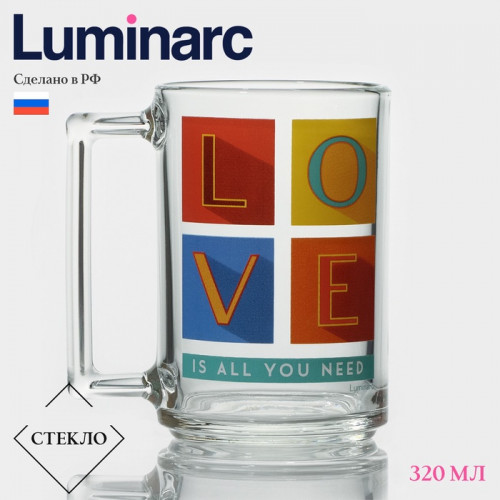 Кружка Luminarc «Фитнес», 320 мл, стекло, рисунок МИКС Luminarc
