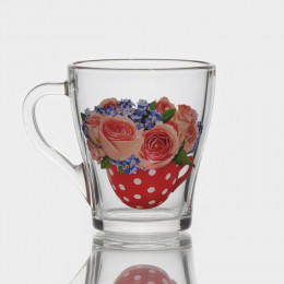 Кружка стеклянная «Цветочная чаша», 250 мл, рисунок микс