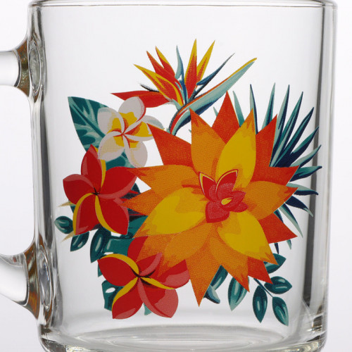 Кружка стеклянная «Тропические цветы», 200 мл, рисунок микс ОСЗ