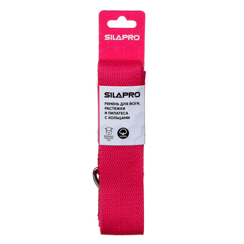SILAPRO Ремень для йоги, растяжки и пилатеса с кольцами, 180x3,8см, хлопок, 5 цветов SILAPRO