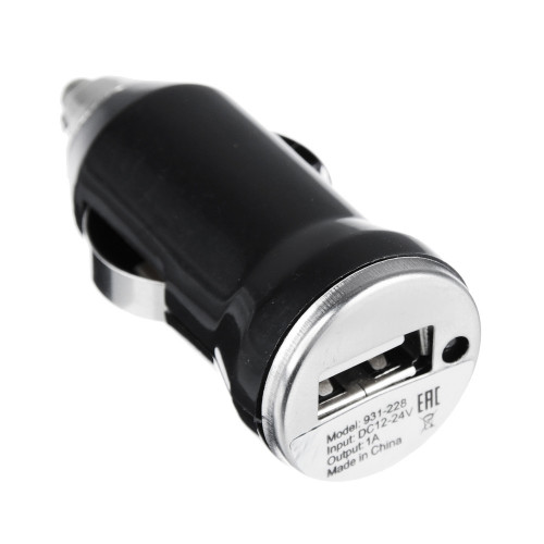 Зарядное устройство USB для прикуривателя, 5V-1A, 12-24v, пластик, металл (производитель не указан)