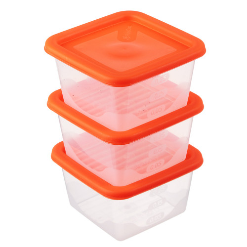 Рыжий Набор контейнеров для продуктов квадратных 0,33л, 3шт, пластик РЫЖИЙ
