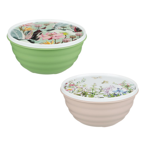 Миска Latina 1,1л с крышкой, с декором, пластик, 2 цвета (производитель не указан)