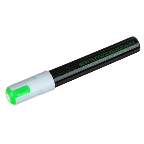 Маркер меловой стираемый "Жидкий мел", 1мм, флуоресцентный зеленый, пластик, чернила (производитель не указан)