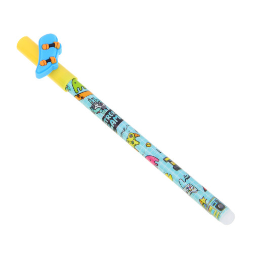 Ручка гелевая "Пиши - стирай", синяя, с фигуркой в форме джойстика, мяча и скейта, 3 диз., 16,2 см (производитель не указан)