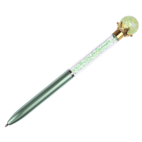 Ручка шариковая с блестками, синяя, наконечник в форме магического шара, 4 цвета корпуса, 16см (производитель не указан)