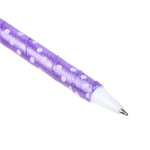Ручка шариковая синяя, наконечник в форме банта с медвежонком, ткань, PP, корпус 18,5 см, 4 дизайна (производитель не указан)
