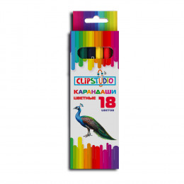 ClipStudio Карандаши 18 цветов шестигранные заточ., пластик, улучшенное письмо, в карт.коробке