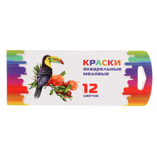 Краски акварельные, 12 цветов, без кисти, в картонной упаковке, гибкий пластик (производитель не указан)