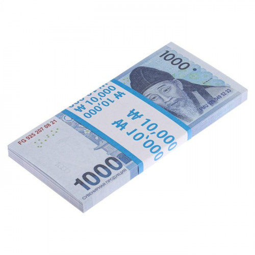 Пачка купюр 1000 Южно-корейских вон (производитель не указан)