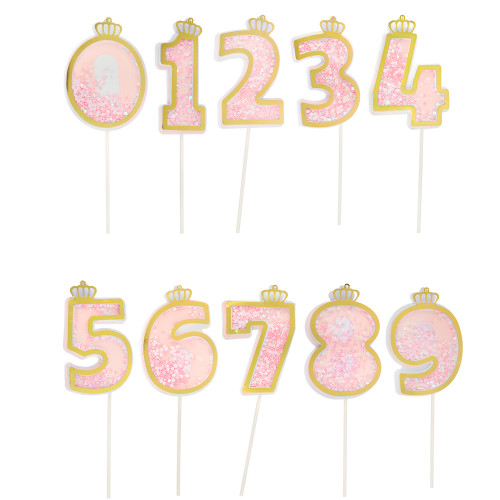 FNtastic Декор для торта, цифры (0-9), 23,5 см, пластик, бумага, цвет розовый FNtastic