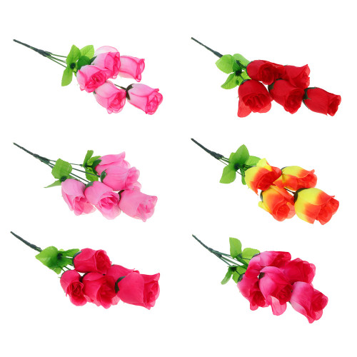 LADECOR Букет искусственных цветов в виде бутонов роз, 6 цветов (производитель не указан)