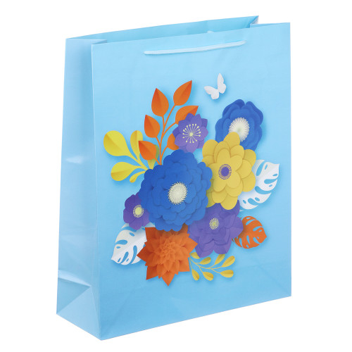LADECOR Пакет подарочный бумажный, 26x32x9 см, 4 дизайна, Цветы LADECOR