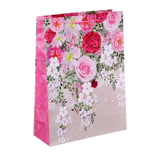 LADECOR Пакет подарочный, бумажный, 31x42x12 см, 2 дизайна, цветы LADECOR