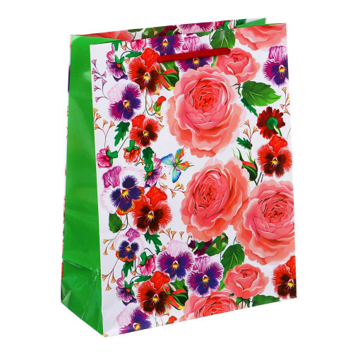 LADECOR Пакет подарочный, бумажный, 18x23x8 см, 4 дизайна, цветы LADECOR