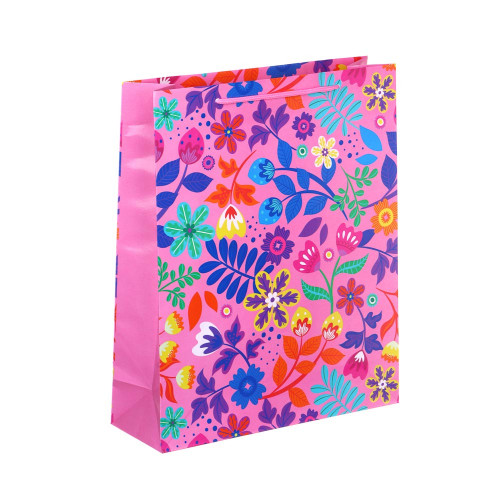 LADECOR Пакет подарочный бумажный, 26x32x9 см, 4 дизайна, Цветочный узор, арт 3 LADECOR