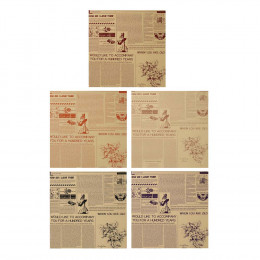 Пленка для упаковки подарков и цветов с узором, 2 шт по 57х57 см, Газета, 5 дизайнов