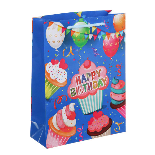 LADECOR Пакет подарочный бумажный, 18x24x7 см, 4 дизайна, С Днем Рождения LADECOR