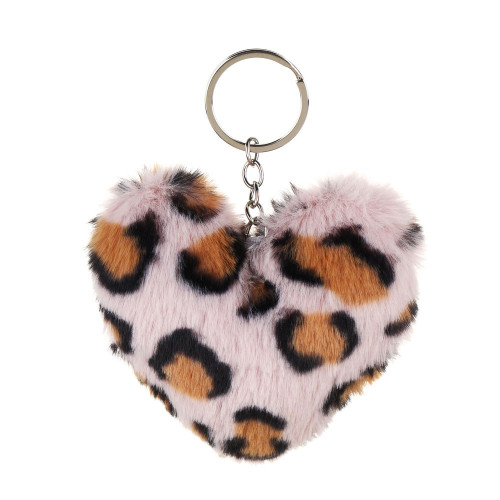 Брелок мягкий в виде сердца, 8,5x8 см, 4 цвета, расцветка леопард (производитель не указан)