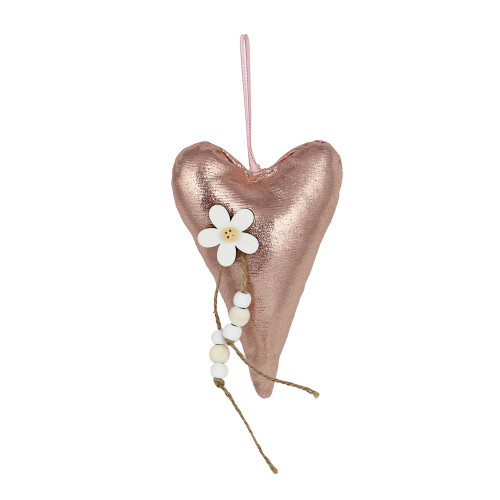 Декор - подвеска, сердце с цветком, 9x22 см, полиэстер (производитель не указан)