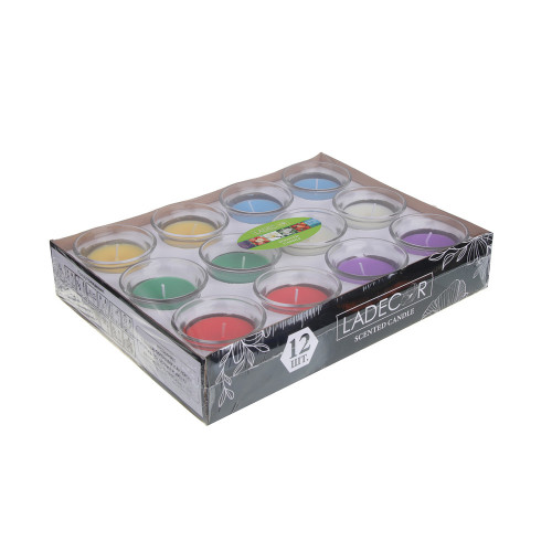 LADECOR Свеча в стеклянном подсвечнике, парафин, 6,2x4,5 см, 6 цветов LADECOR