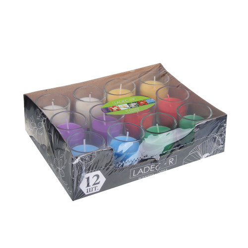 LADECOR Свеча в стеклянном подсвечнике, парафин, 4,4x5,4 см, 6 цветов LADECOR