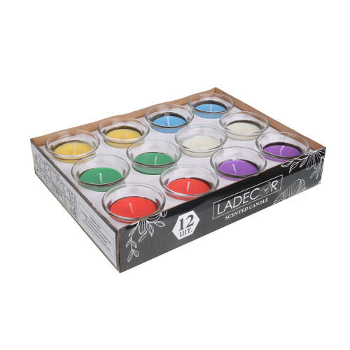 LADECOR Свеча в стеклянном подсвечнике, парафин, 6,2x4,5 см, 6 цветов LADECOR