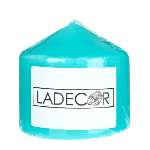LADECOR Нежность, Свеча столбик, цвет тиффани, 2 цвета (1/3), 6,8x7 см LADECOR