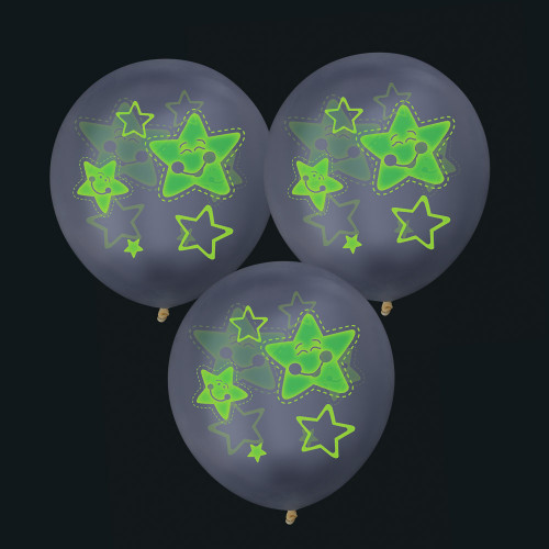 ВСЁГАЗИН Набор воздушных шаров с флуоресцентным покр. с рисунками, 3 шт, 12" ВСЁГАЗИН